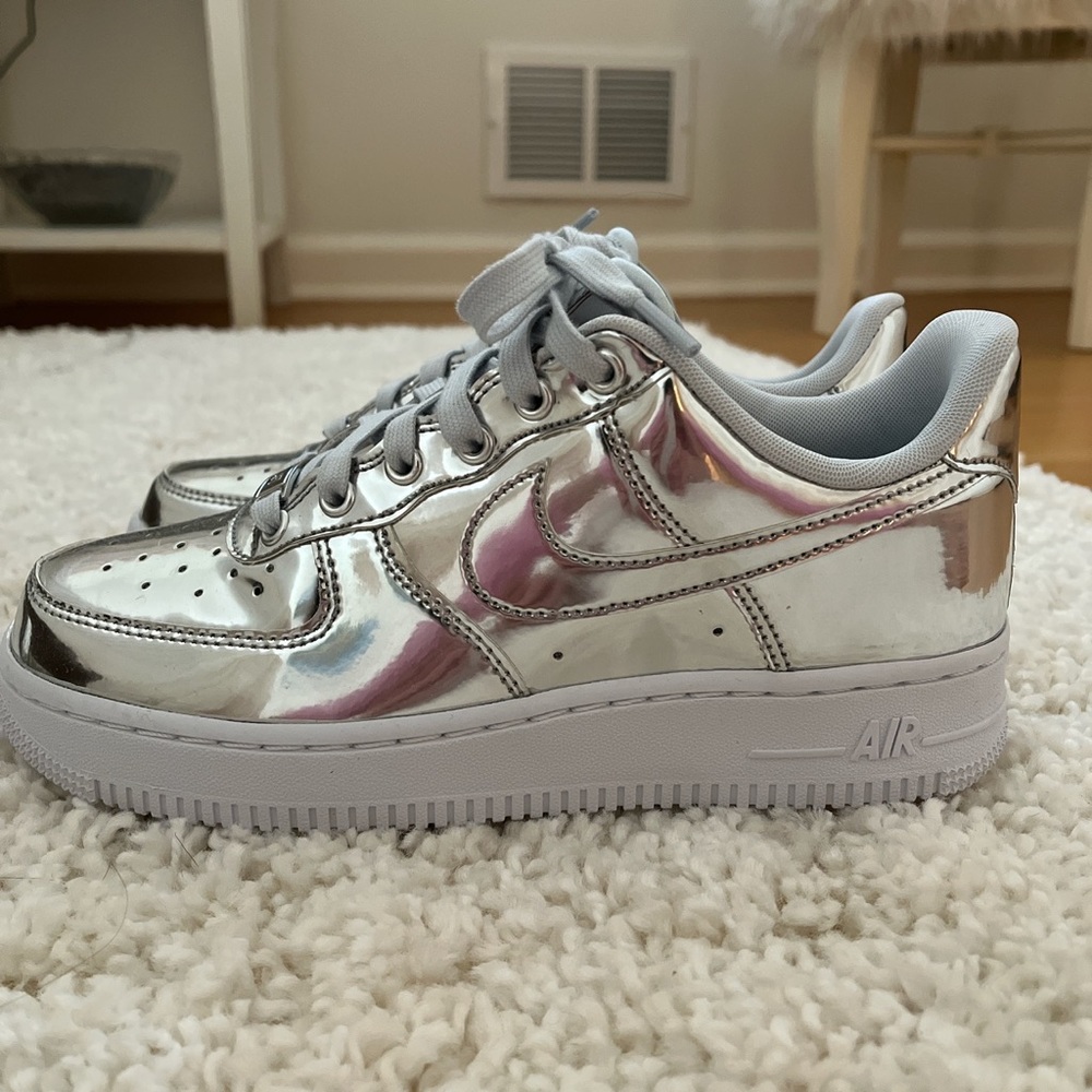 Liquid Metal Chrome Air Force 1s